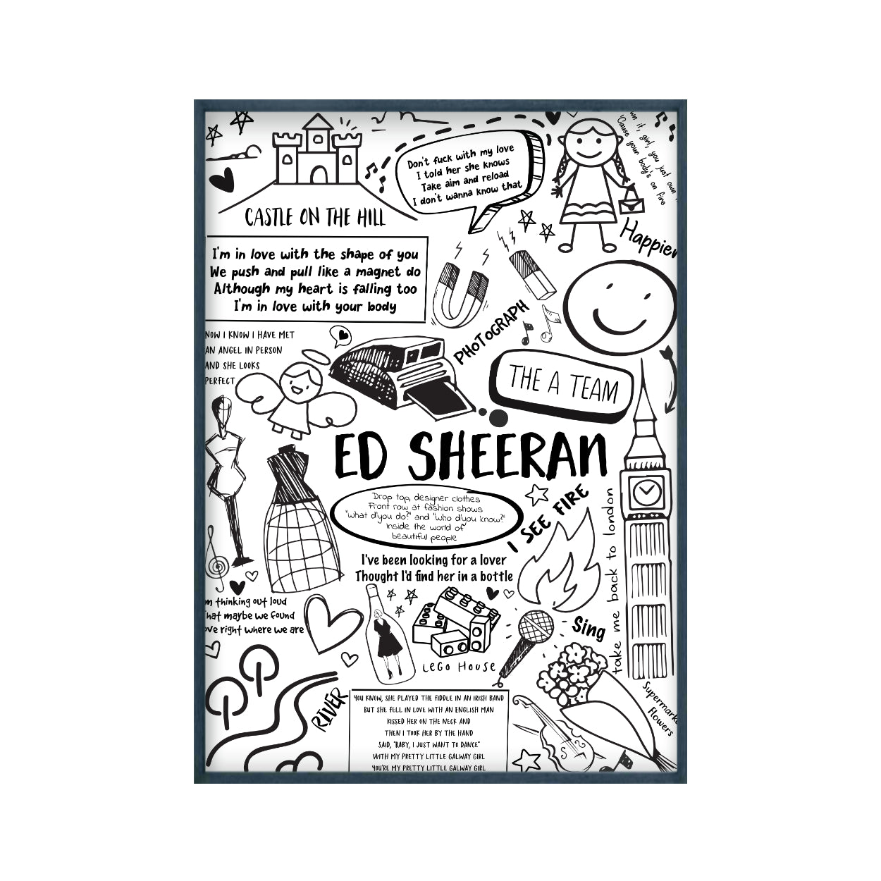 Ed sheeran song lyric album print â blim blum