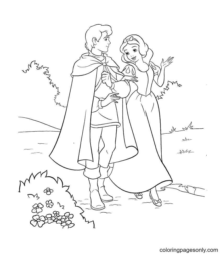 Snow white and her prince coloring page