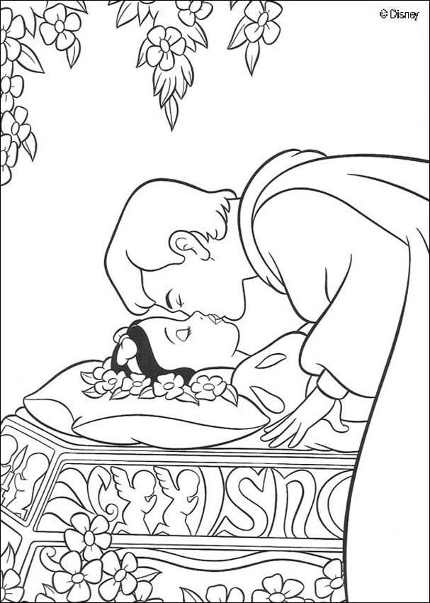 Prince kissing snow white coloring pages