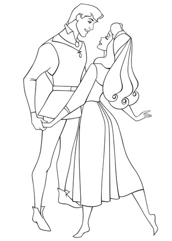 Dibujo de cenicienta con el prãncipe para colorear dibujos para colorear imprimir gratis