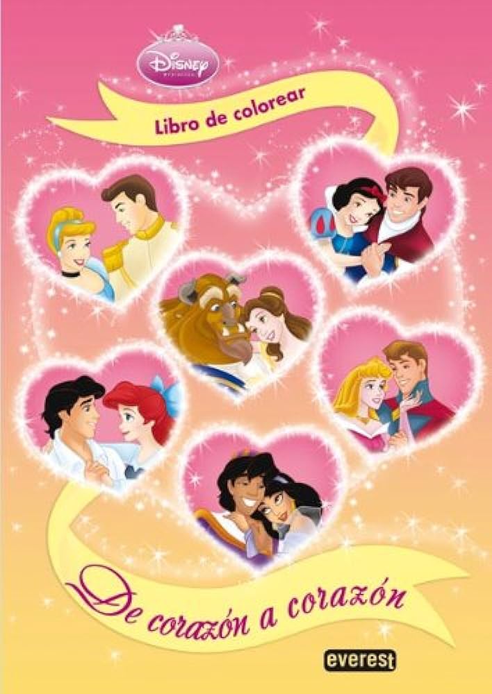 Princas disney de corazãn a corazãn libro de colorear y actividad princas disney libros con pegatinas y actividad walt disney company walt disney company legramandi francco evert libros