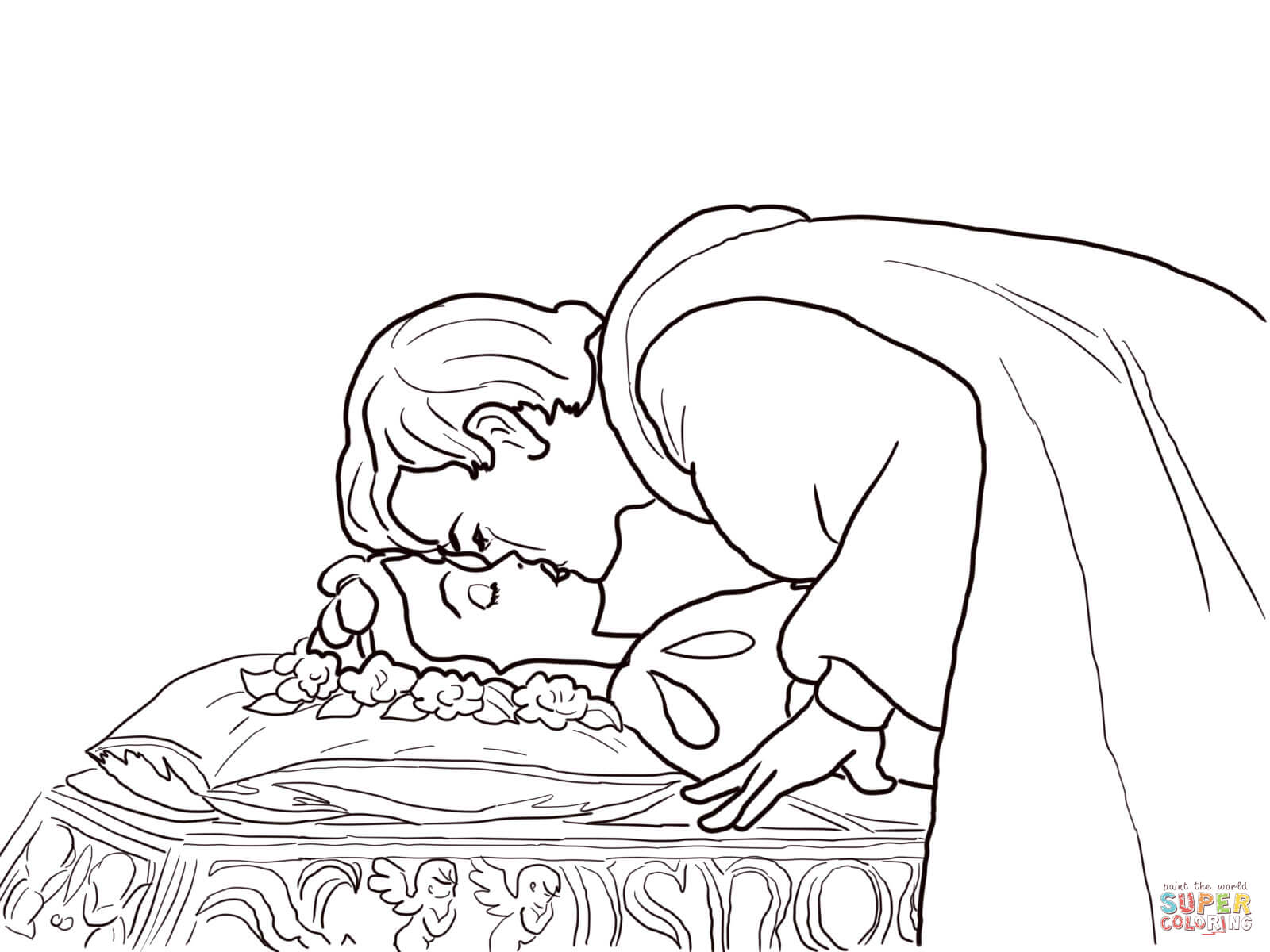 Dibujo de el prãncipe besa a blancanieves para colorear dibujos para colorear imprimir gratis