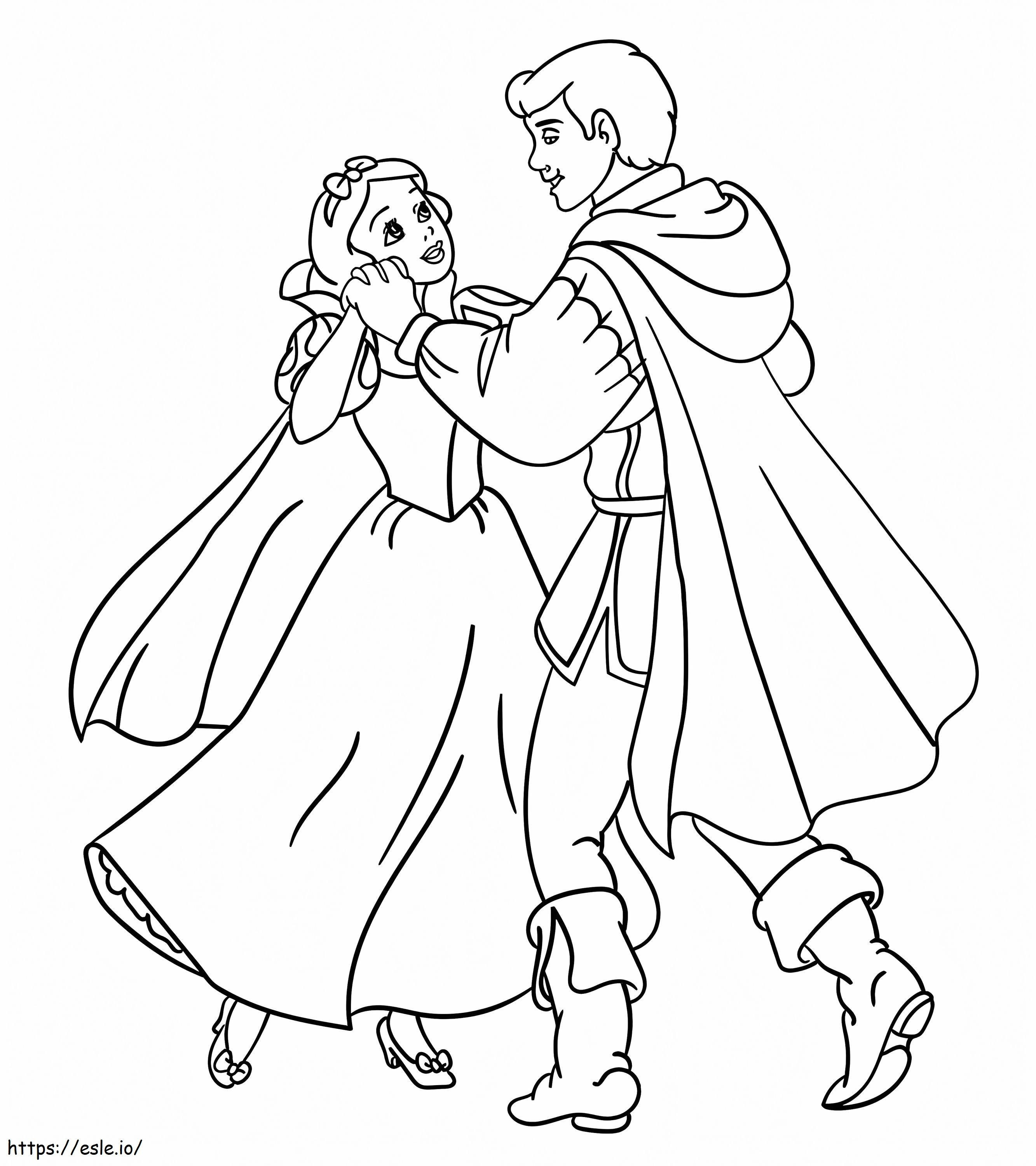 Blancanieves y el prãncipe bailarãn para colorear