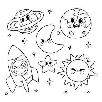 Kid learning coloring pages worsheets printbale fun way for kids space planet
