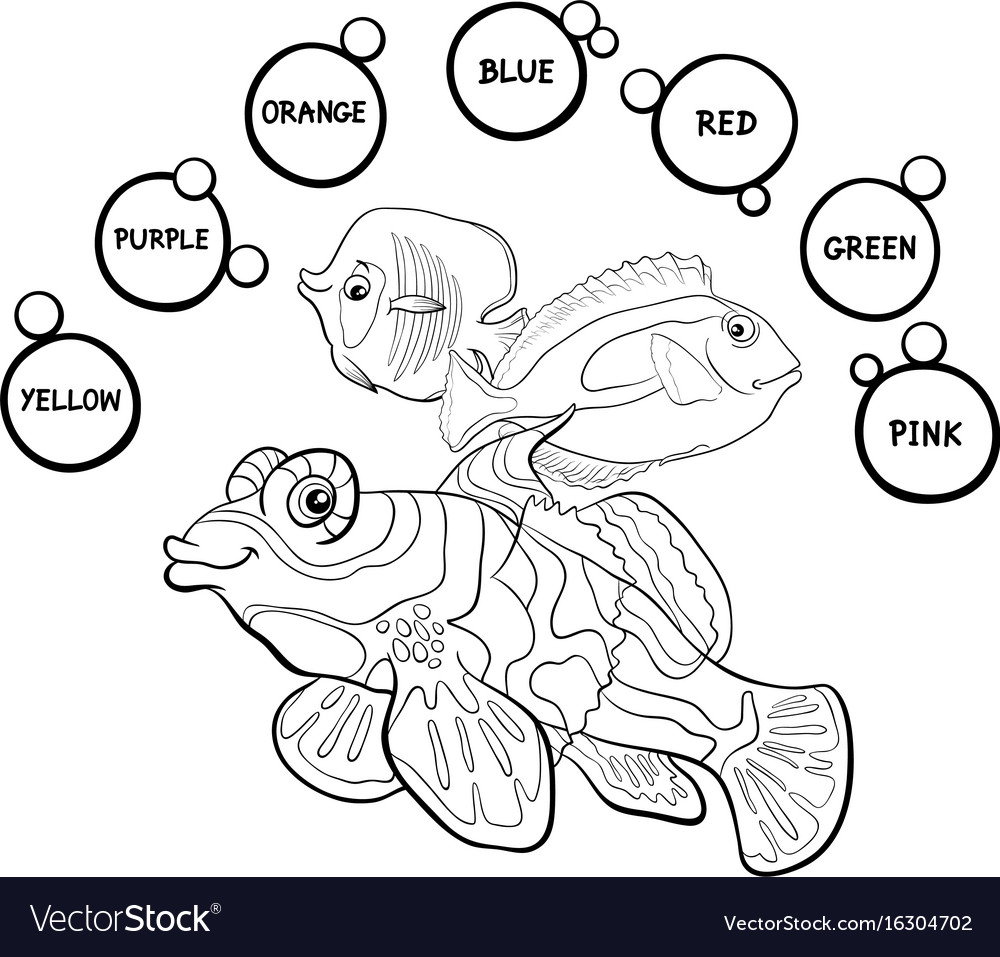 Basic colors educational coloring page royalty free vector