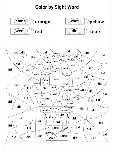 Premium vector sight words coloring pages educational worksheet for preschool and primary school learning coloring