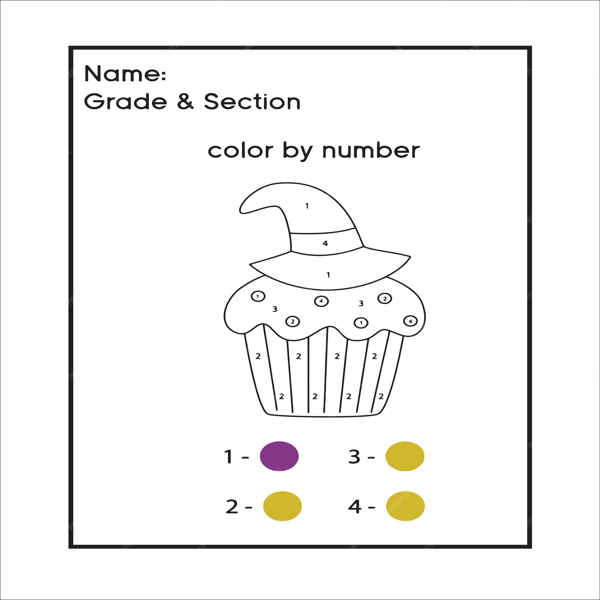 Premium vector color cute by numbers educational game for kids coloring page for preschool children