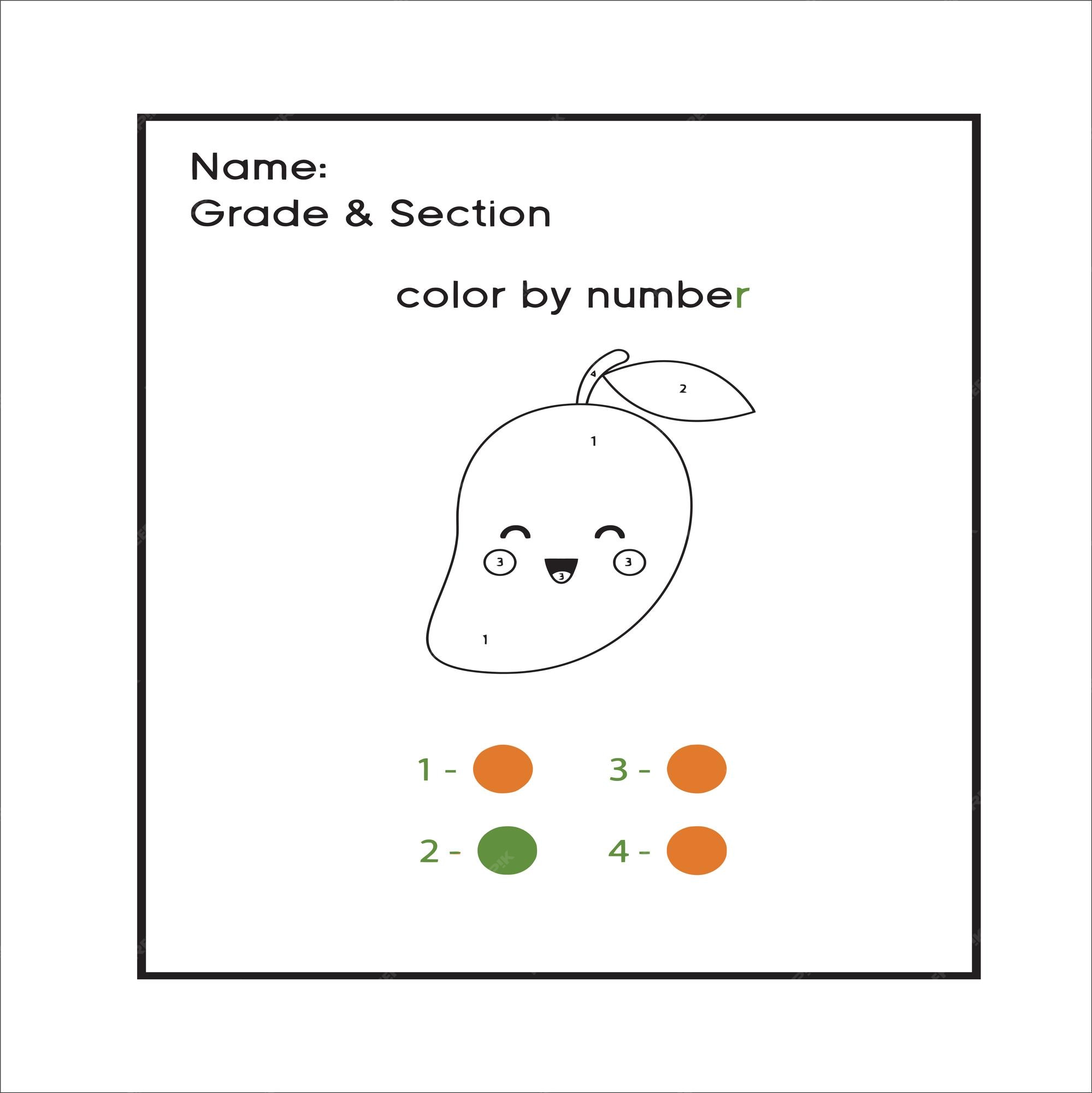 Premium vector color cute by numbers educational game for kids coloring page for preschool children