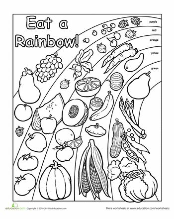 Words to live by eat a rainbow worksheet education food coloring pages preschool nutrition