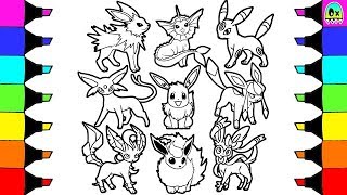 Pokãon coloring pages eevee sylveon jolteon evolution colouring book fun for kids