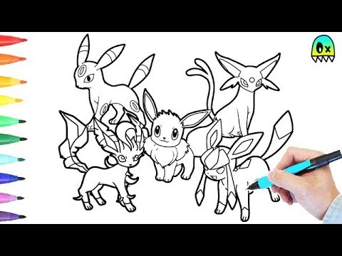 Pokeon coloring pages eevee evolution colouring book fun
