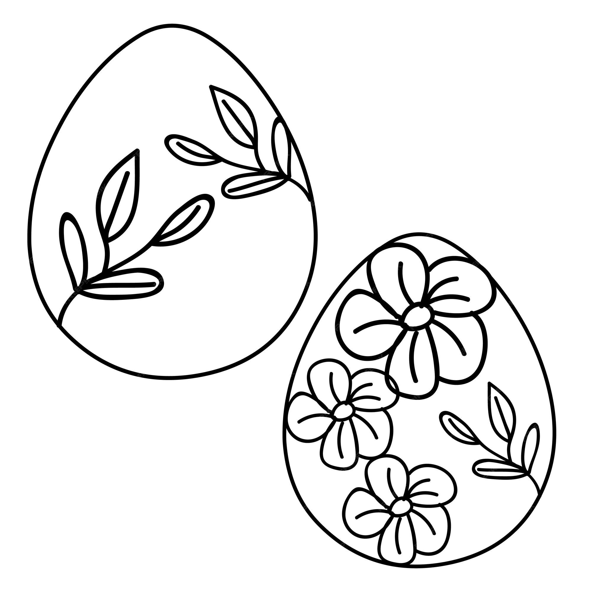 Premium vector a black and white drawing of eggs with flowers on the bottom