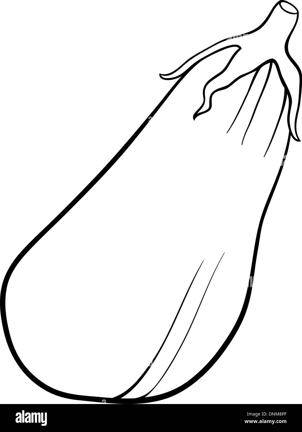 Black and white cartoon illustration of eggplant vegetable food object for coloring book stock vector image art