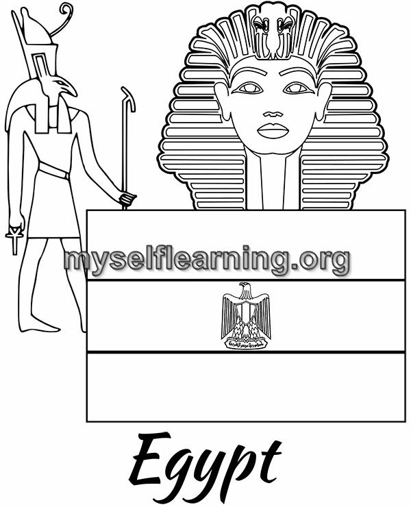 Egypt flag educational coloring sheet instant download