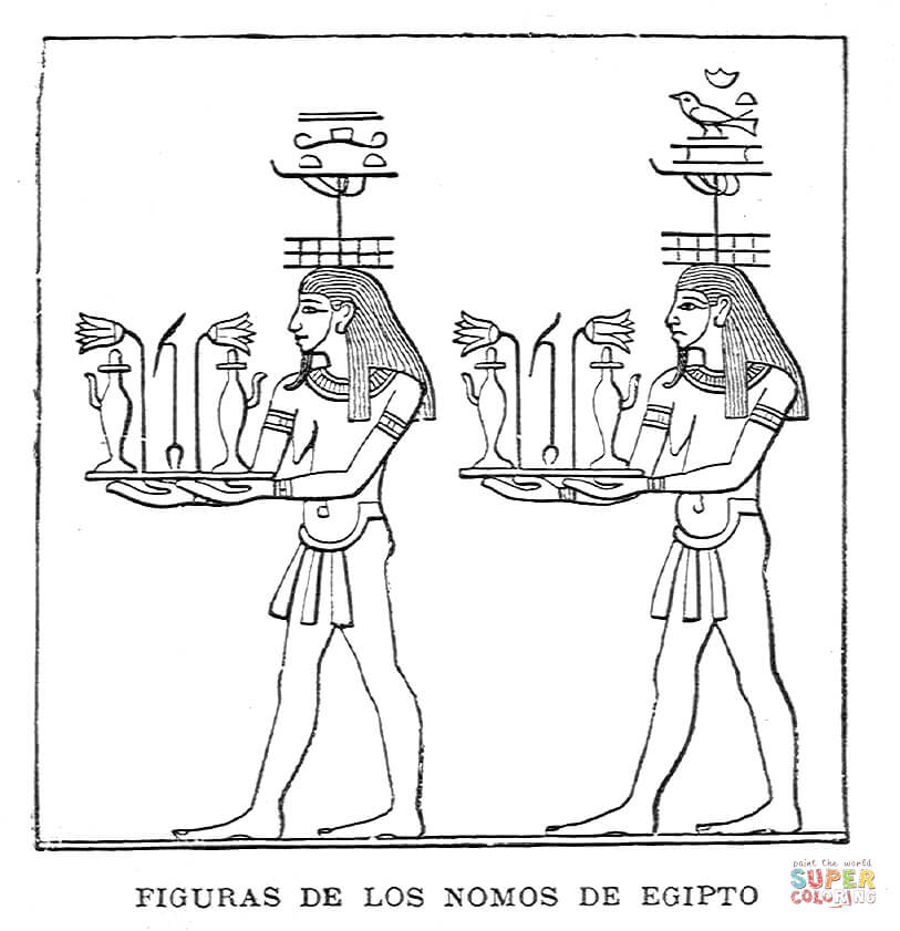 Ancient egyptian depiction of figures of the nomes of egypt coloring page free printable coloring pages