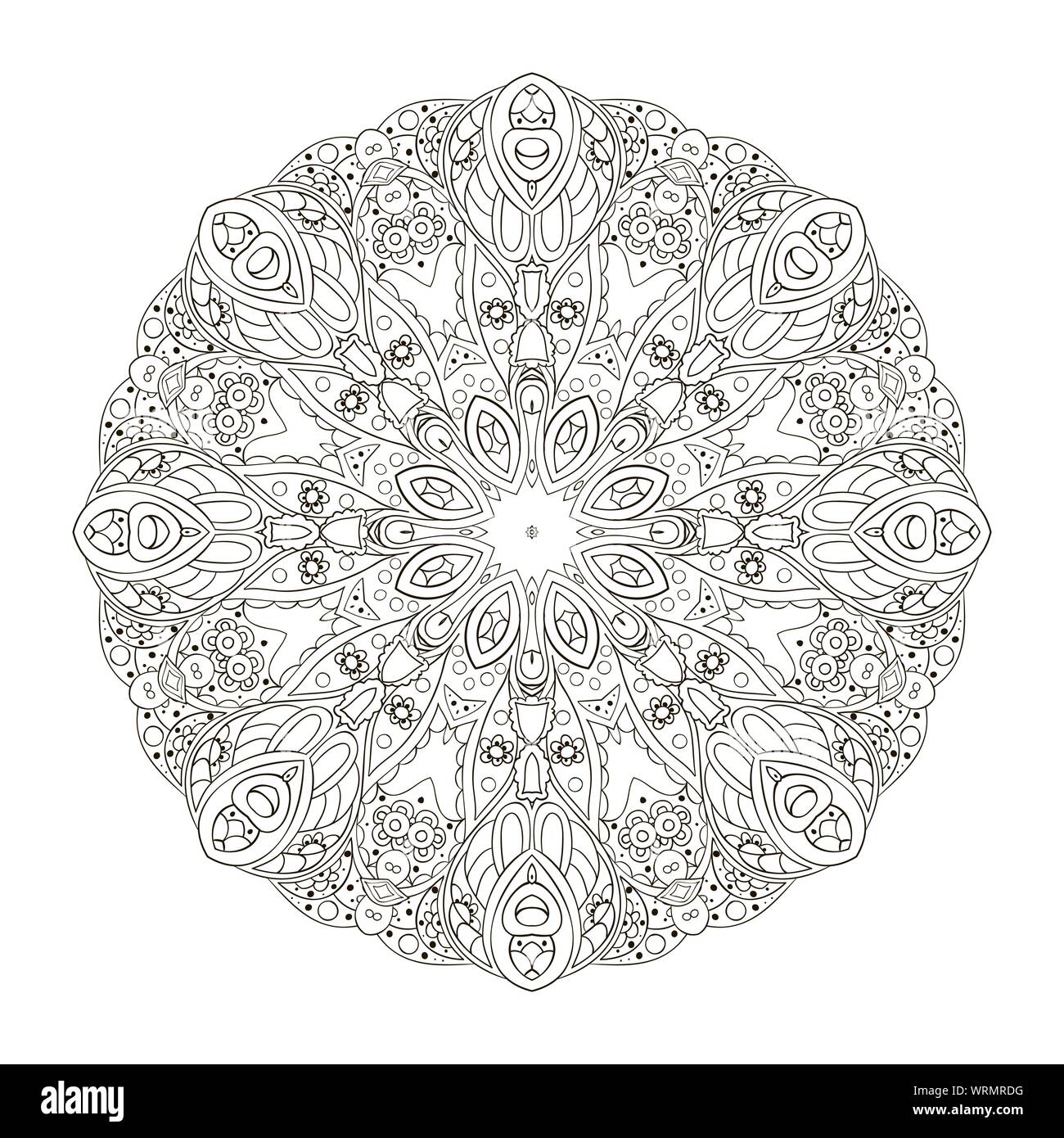 Mandala oriental pattern turkey egypt islam traditional round ornament doodle drawing coloring relaxing picture stock vector image art