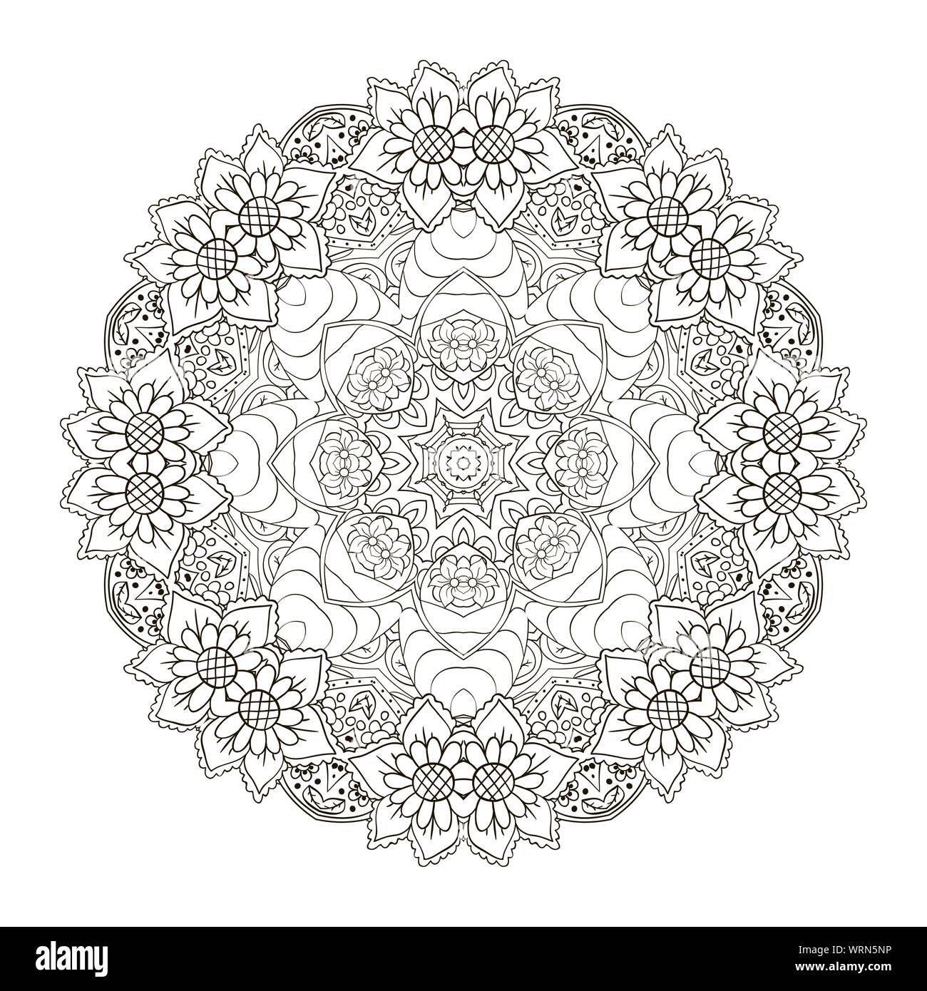Oriental pattern traditional round ornament mandala coloring turkey egypt islam doodle drawing stock vector image art
