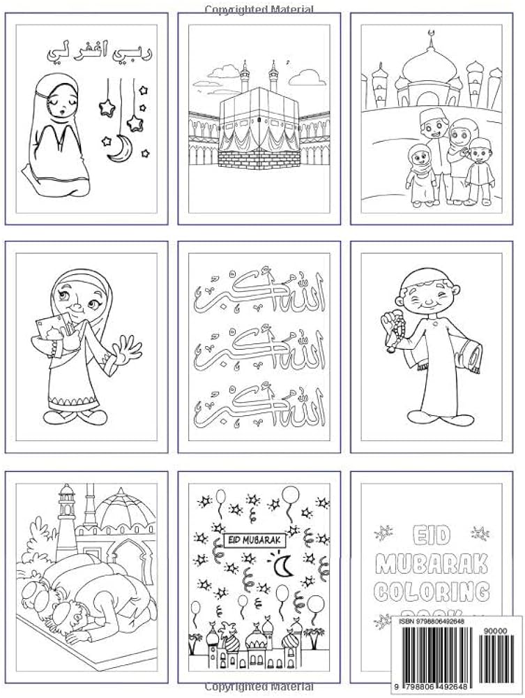 Eid mubarak coloring book for kids ages