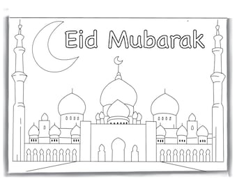 Digital download eid card colouring activity sheet for children