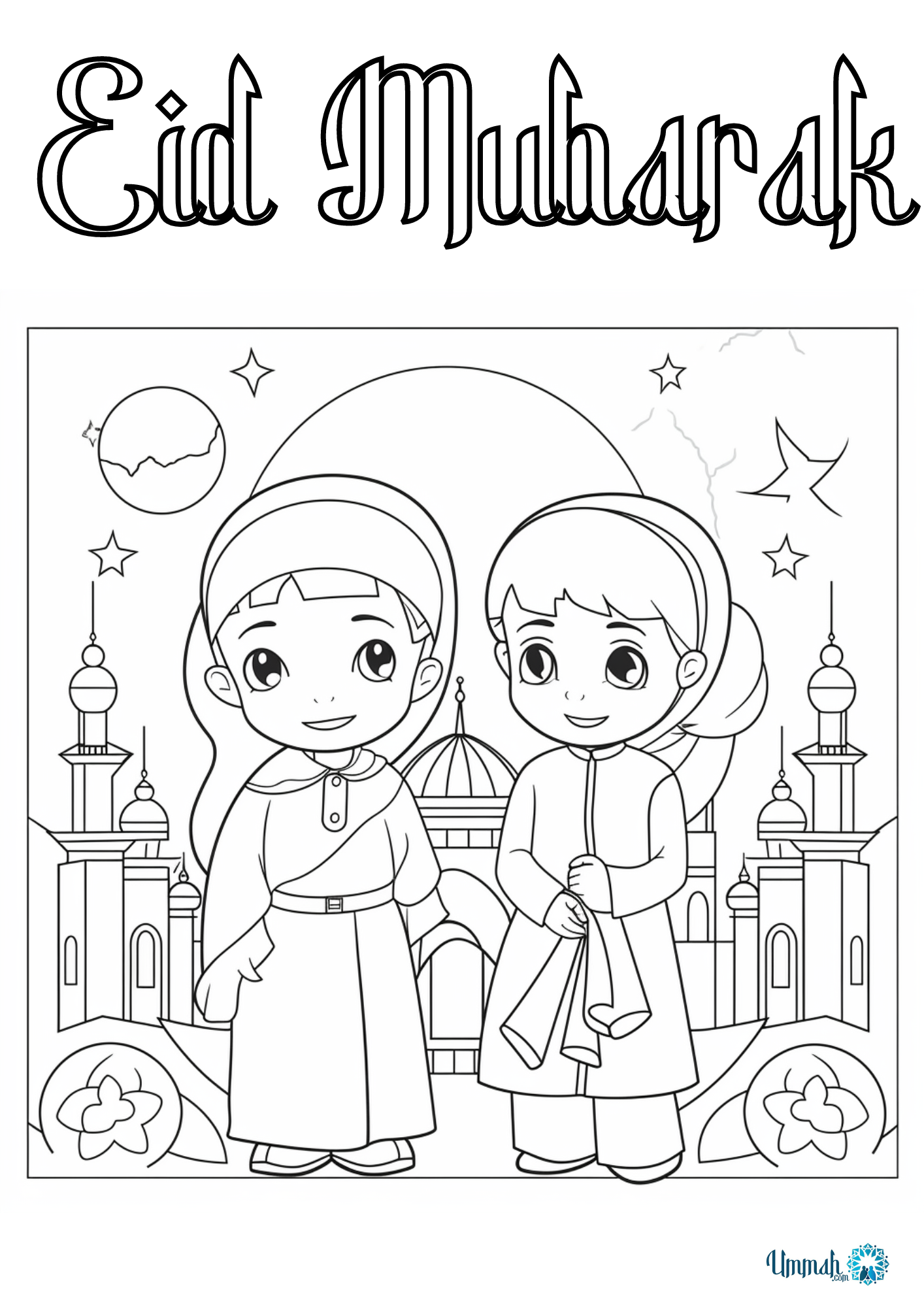 Free printable eid mubarak coloring pages for kids