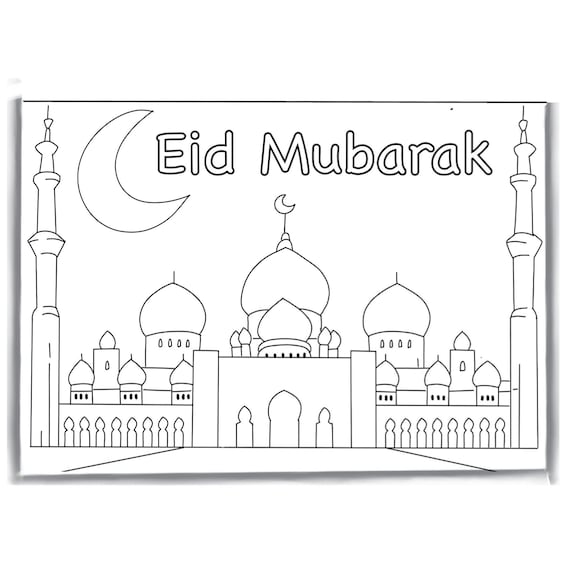 Digital download eid card colouring activity sheet for children