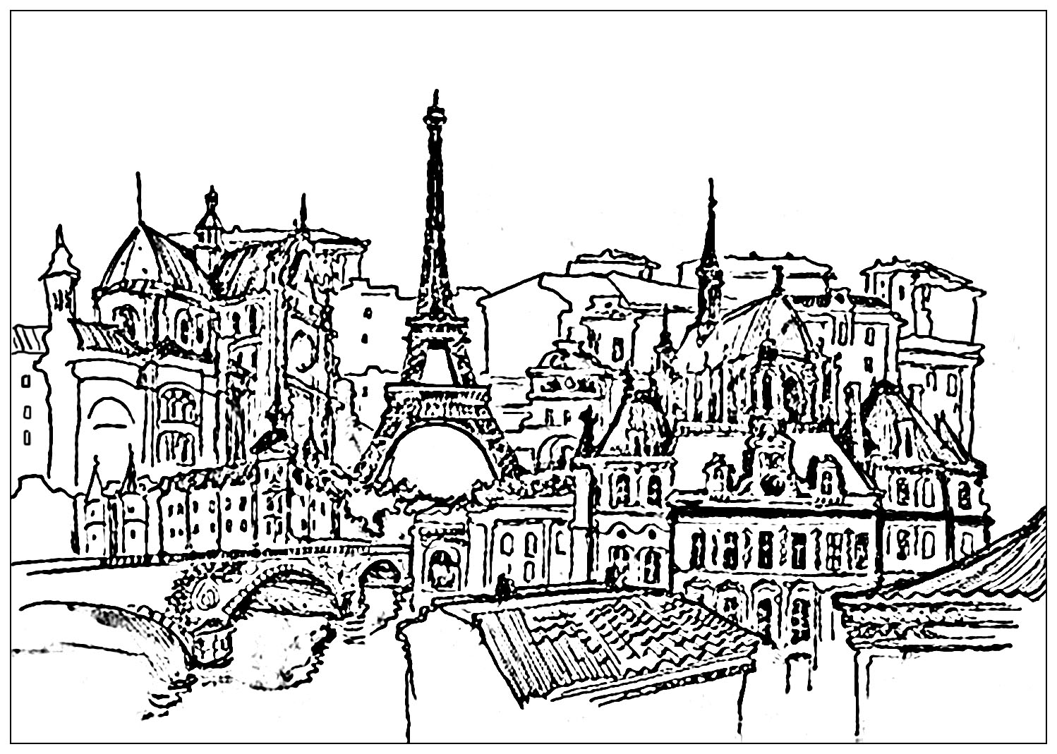France paris eiffel tower and buildings