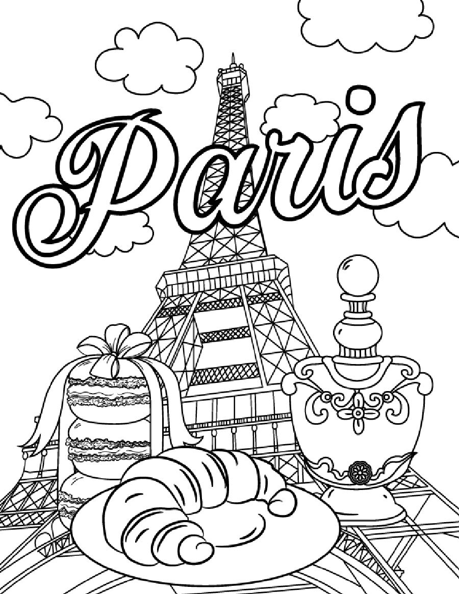 Paris eiffel tower coloring page coloring sheet by erikavectorika
