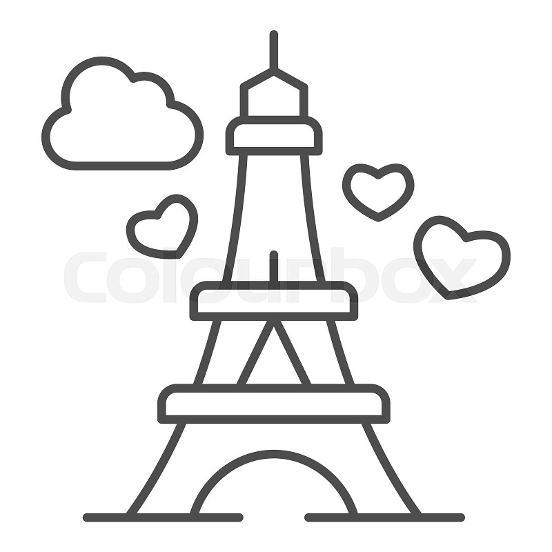 Eiffel tower with heart thin line icon valentine day concept romance travel sign on white background paris as symbol love icon in outline style for mobile concept web design vector graphics