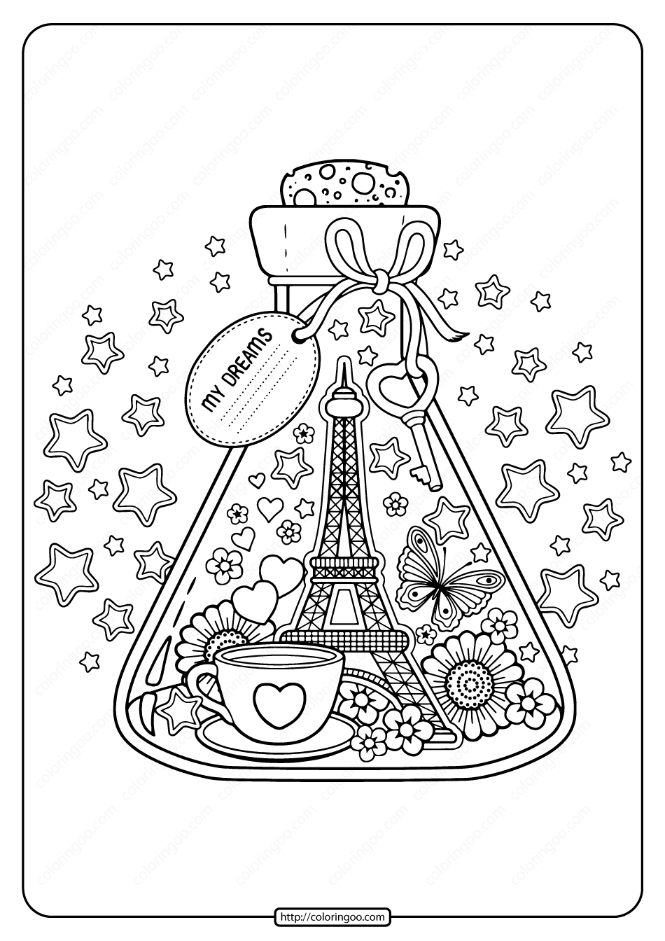 Printable paris city of love pdf coloring page coloring pages coloring books love coloring pages