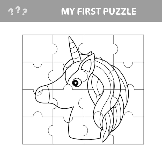 Premium vector puzzle game for kids education developing worksheet with unicorn