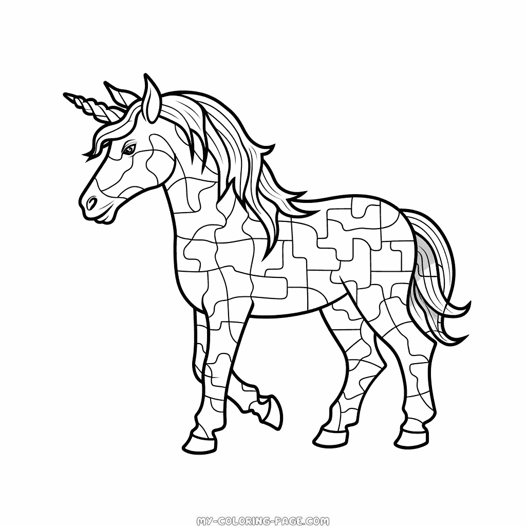 Unicorn puzzle coloring page my coloring page