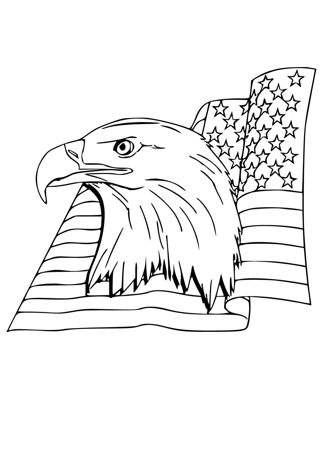 Dibujo e imagen bandera americana ãguila para colorear y imprimir gratis para adultos y niãos