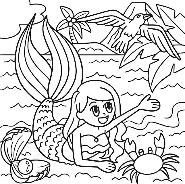 Dibujo de pãgina para colorear sirena junto al mar niãos contorno dibujado a mano vector png dibujos dibujo de sirena dibujo del mar dibujo de anillo png y vector para dcargar gratis