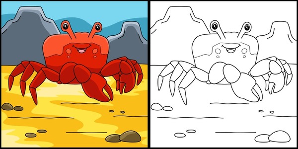 Crab coloring page mãs de vectores de stock y arte vectorial con licencia libres de regalãas