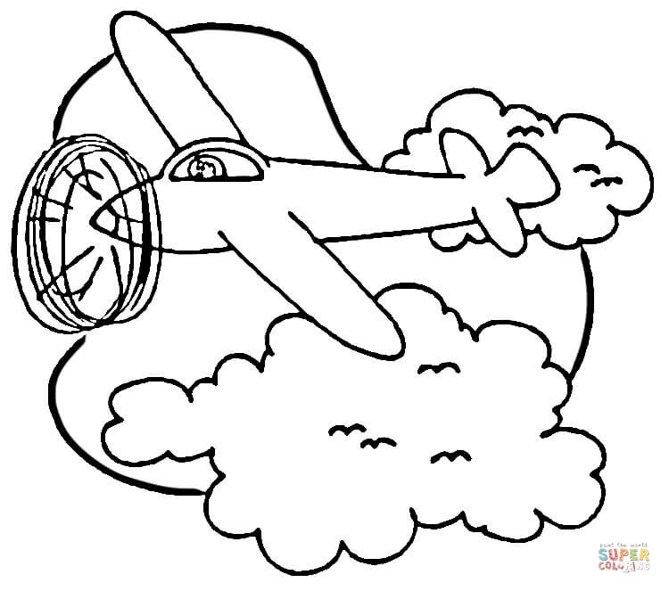 Airplane in sky coloring page free printable coloring pages