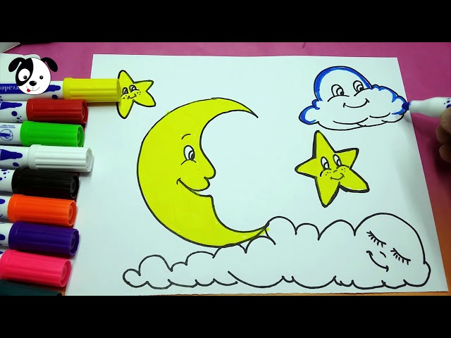 Cãmo dibujar cielo de noche paso a pasobaby book coloring tvarts color kids