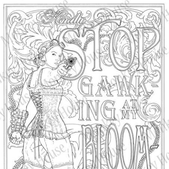 Steampunk coloring page stop gawking imagen de arte victorianosci