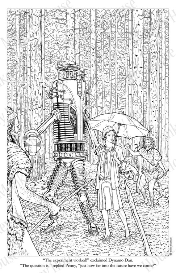 Coloring page the uncanny collective and the case of the time traveling umbrella imagen de ciencia ficciãn descargable para la inspiraciãn de la historia