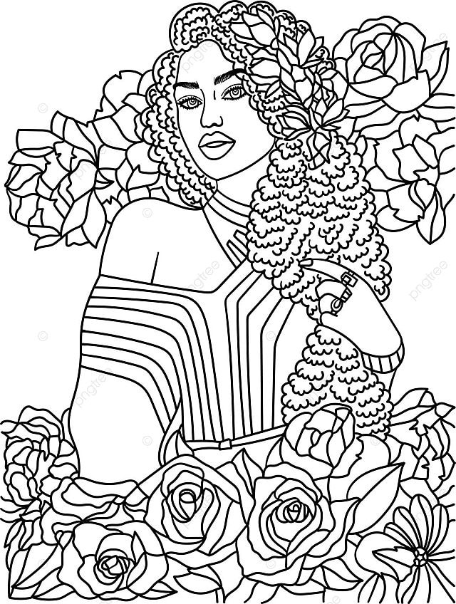 Dibujo de niãa las flor afroamericana adulto pãgina para colorear libro negro m la historia vector png dibujos dibujo de flor dibujo de libro dibujo de ala png y vector para dcargar