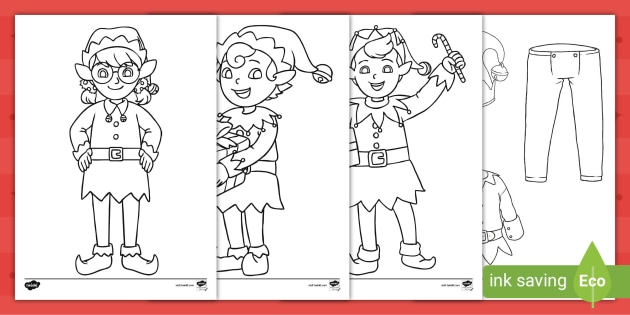 Elf othes colouring page hecho por educadores