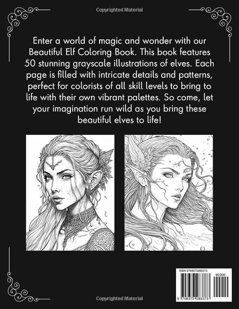 Beautiful elf coloring book immerse yourself in the world of elves with pages of grayscale coloring fun sun coloring book libros