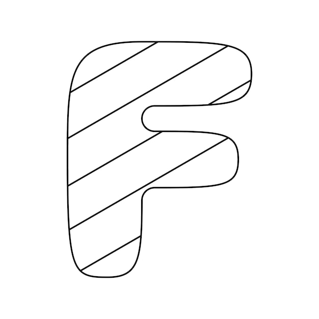 Premium vector coloring page with letter f for kids