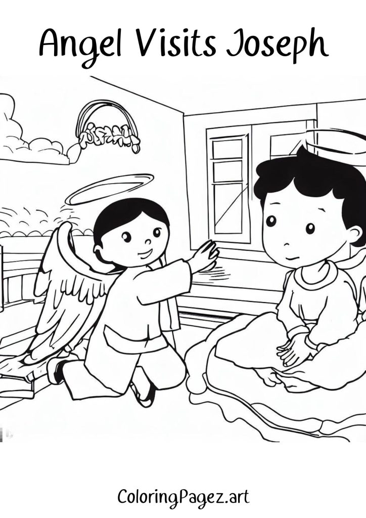Angel visits joseph coloring page printables