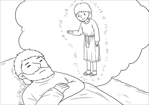 An angel of the lord appeared to joseph in a dream coloring page free printable coloring pages