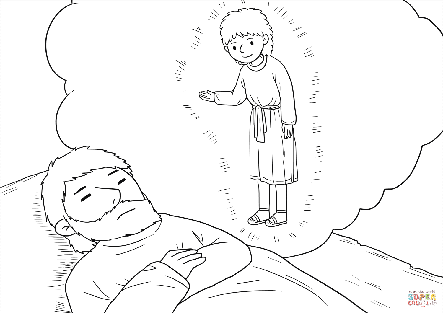 An angel of the lord appeared to joseph in a dream coloring page free printable coloring pages