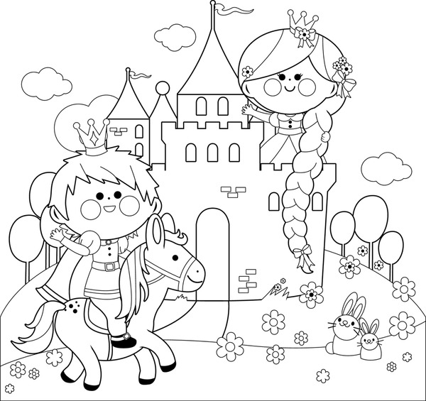 Colouring princes mãs de vectores de stock y arte vectorial con licencia libres de regalãas
