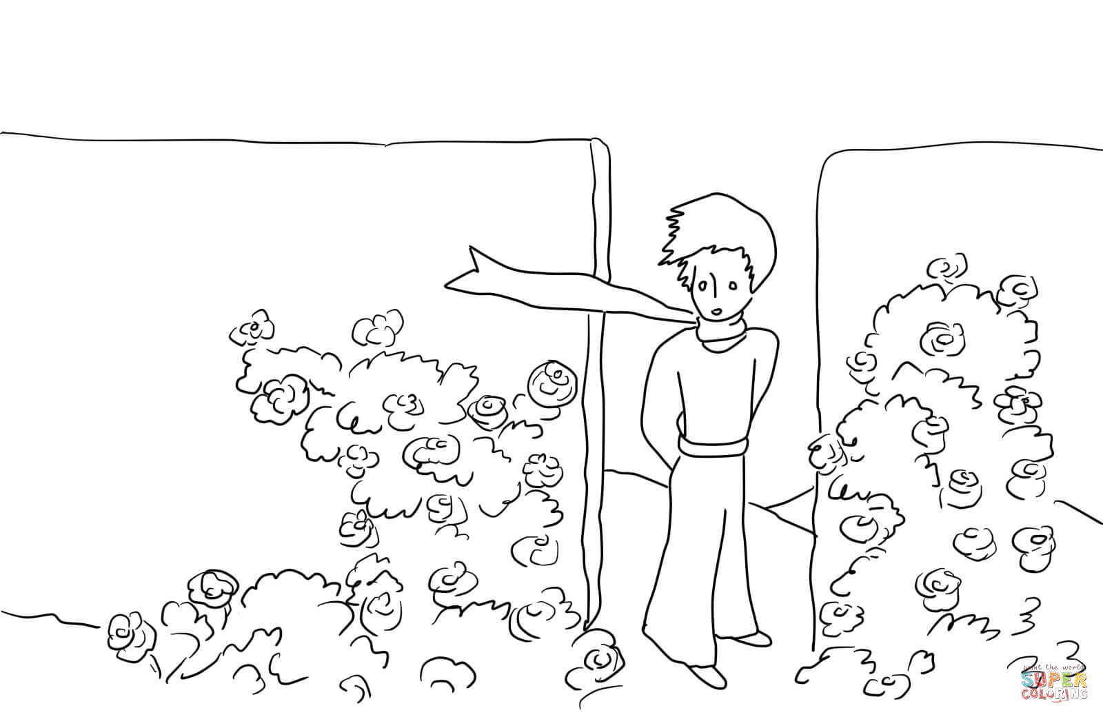 Dibujo de el principito y el jardãn de rosas para colorear dibujos para colorear imprimir gratis