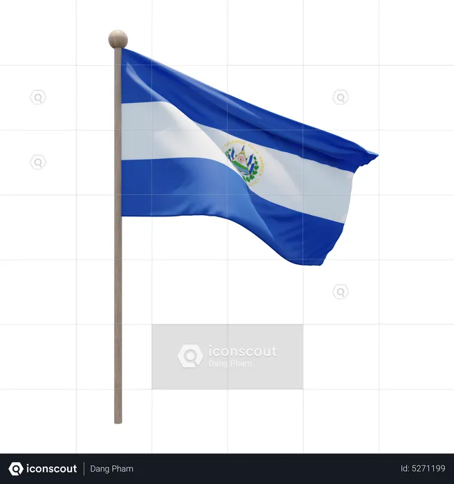 El salvador flagpole flag d icon download in png obj or blend format