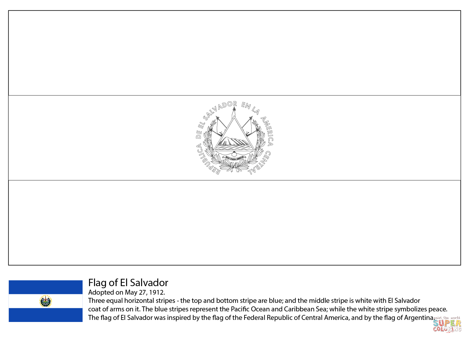 Flag of el salvador super coloring el salvador flag flag coloring pages coloring pages