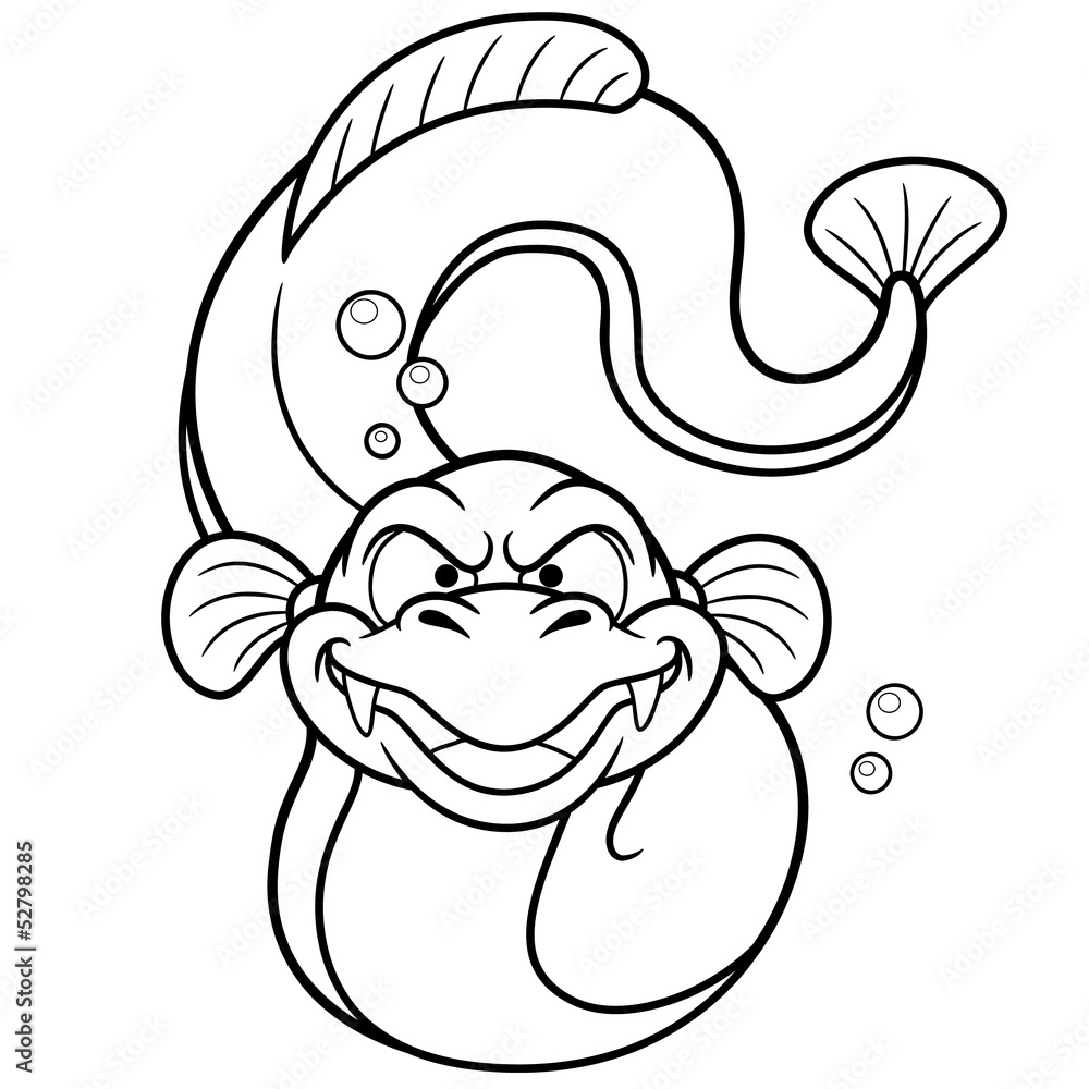 Vector illustration of electric eel cartoon